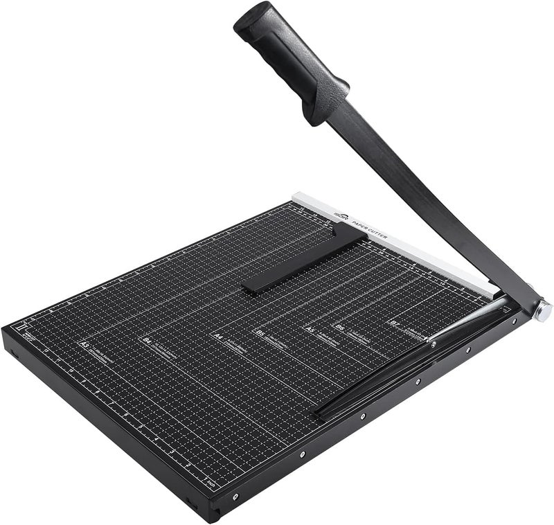 ISDIR Guillotine Paper Cutter 18" with Integrated Pressure Bar – Heavy Duty Metal Base, 12-Sheet Capacity, Magnetic Guide & Safety Guard – Precision Trimmer for Cardstock, Crafts, DIY, Photos & Office - Image 1